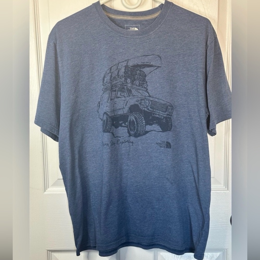 The North Face Heather Blue Graphic Tee Men’s Large Off-Road Explore Shirt